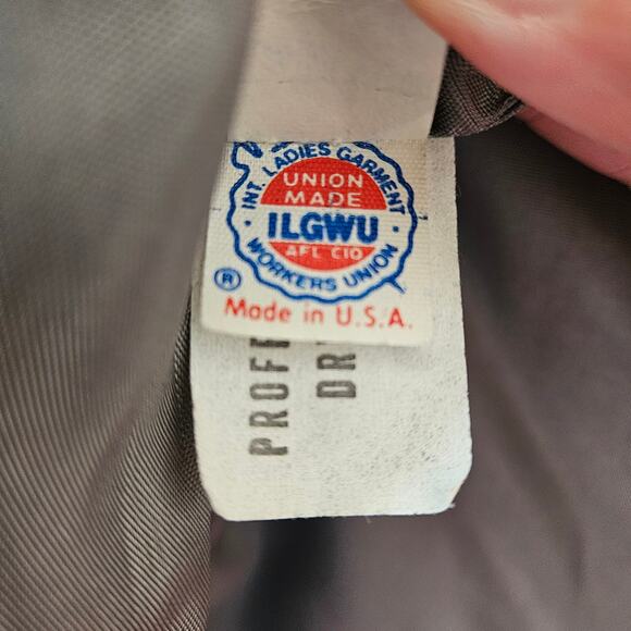 Vintage 70s Women's Grey Wool Blazer with Brown Leather Buttons, VTG Size 12 - Picture 7 of 7